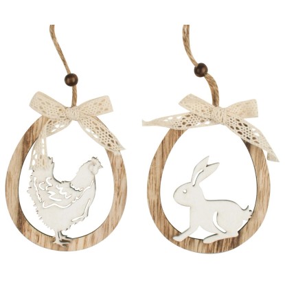 Anděl Přerov Velikonoční vajíčko dřevěné slepička a zajíc 11cm, různé druhy, 1ks Anděl Přerov Velikonoční vajíčko dřevěné slepička a zajíc 11cm, různé druhy, 1ks