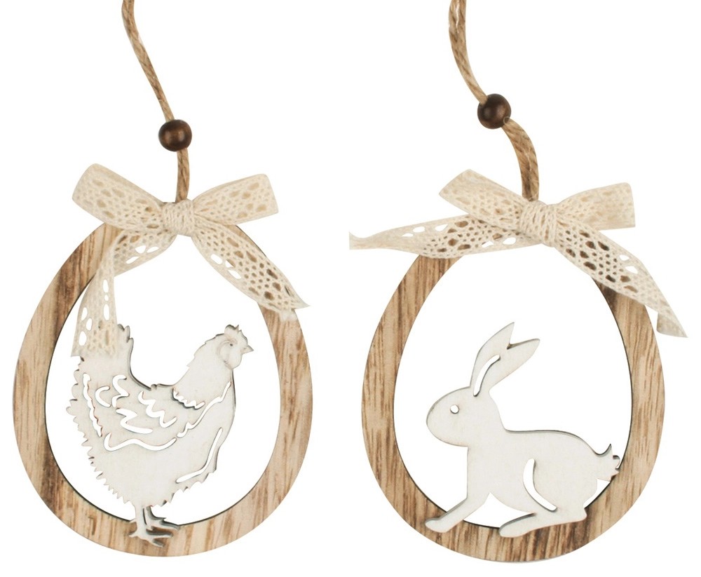 Anděl Přerov Velikonoční vajíčko dřevěné slepička a zajíc 11cm, různé druhy, 1ks Anděl Přerov Velikonoční vajíčko dřevěné slepička a zajíc 11cm, různé druhy, 1ks