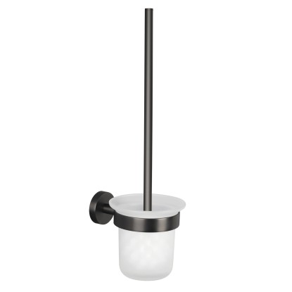 tesa Souprava WC štětky s nástěnným držákem Moon, grafitová, 397 x 112 x 145 mm tesa Souprava WC štětky s nástěnným držákem Moon, grafitová, 397 x 112 x 145 mm