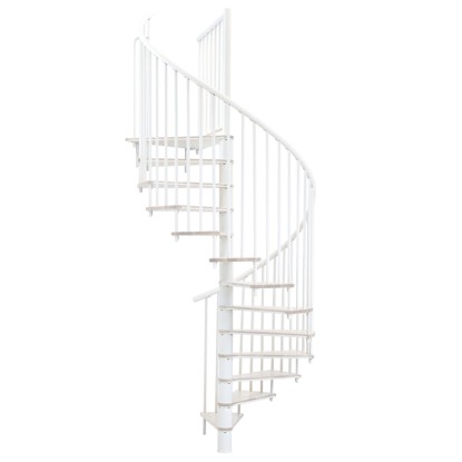 Bílé točité schodiště Minka Switch, Ø 140 cm, pro vnitřní použití. Bílé točité schodiště Minka Switch, Ø 140 cm, pro vnitřní použití.