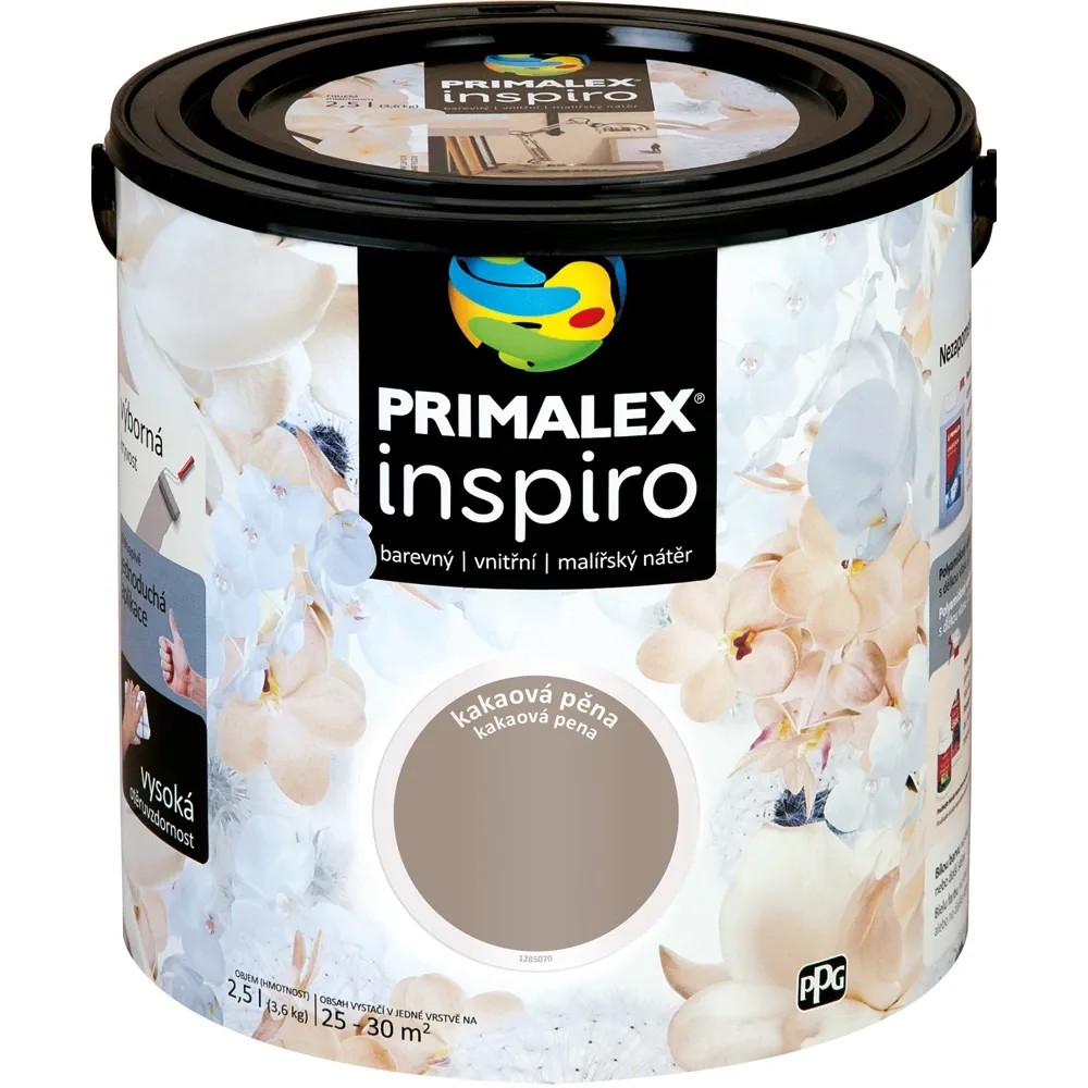 Primalex Barevný vnitřní malířský nátěr Inspiro kakaová pěna 2,5 l Primalex Barevný vnitřní malířský nátěr Inspiro kakaová pěna 2,5 l