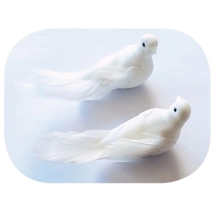 Anděl Přerov Ptáček na klipu bílý 11 cm, 2 ks Anděl Přerov Ptáček na klipu bílý 11 cm, 2 ks