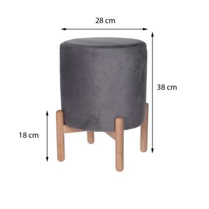 Šedá taburetka t.b.t. s dřevěnýma nohama, výška 38 cm. Ideální jako sedátko nebo podnožka. Šedá taburetka t.b.t. s dřevěnýma nohama, výška 38 cm. Ideální jako sedátko nebo podnožka.