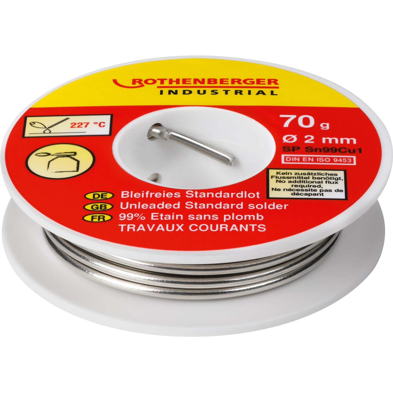 Rothenberger Standardní pájecí cívka bezolovnatá SP Sn99Cu1, pr. 2 mm, 70 g Rothenberger Standardní pájecí cívka bezolovnatá SP Sn99Cu1, pr. 2 mm, 70 g