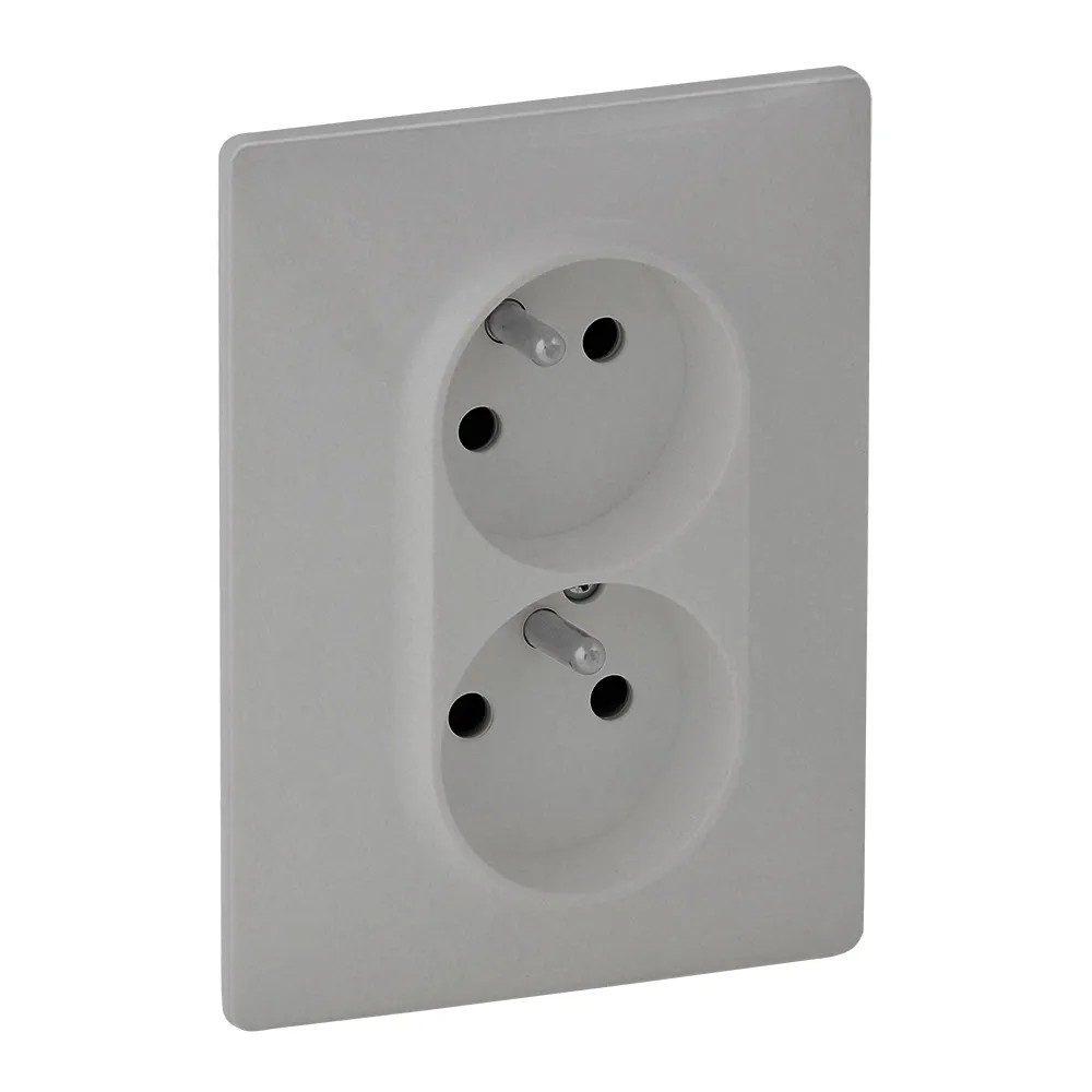 Legrand Dvojzásuvka Valena Life 2x2P + T, 16 A - 250 V, hliníková Legrand Dvojzásuvka Valena Life 2x2P + T, 16 A - 250 V, hliníková