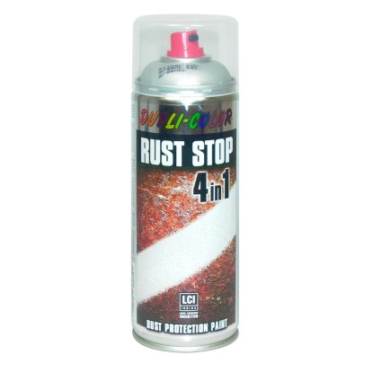 Dupli-Color Rust Stop lak ve spreji, RAL 9006 stříbrná polomatná, 400ml. Dupli-Color Rust Stop lak ve spreji, RAL 9006 stříbrná polomatná, 400ml.