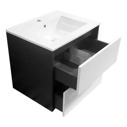 A-Interiéry Koupelnová skříňka s keramickým umyvadlem Nicolas 60, bílá/grafit A-Interiéry Koupelnová skříňka s keramickým umyvadlem Nicolas 60, bílá/grafit