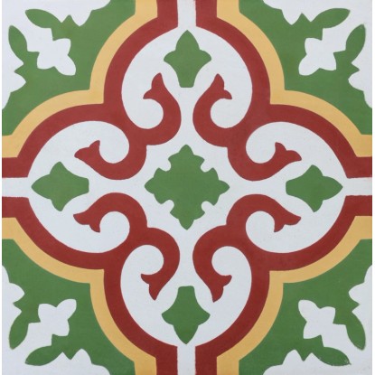 Dekorativní dlaždice Maroko Nador Zelená, 20x20 cm, s orientálním vzorem v zelené, červené a žluté barvě. Dekorativní dlaždice Maroko Nador Zelená, 20x20 cm, s orientálním vzorem v zelené, červené a žluté barvě.