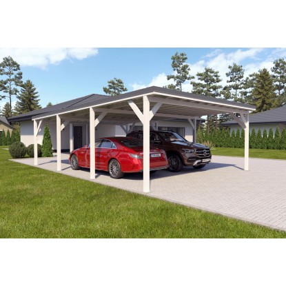 Holzbrüder Přístřešek na auto Ralf bílý/šedá stř. 600 x 868 cm 52 m2 Holzbrüder Přístřešek na auto Ralf bílý/šedá stř. 600 x 868 cm 52 m2