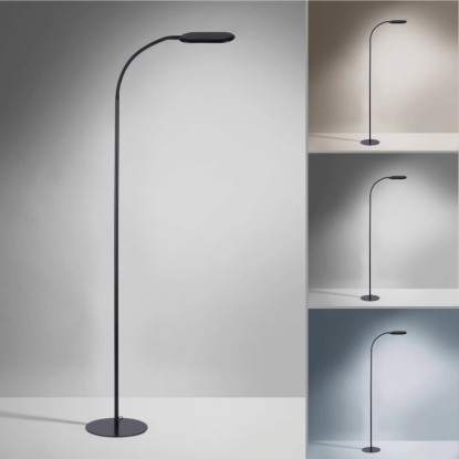 Černá LED stojací lampa Kelly, výška 175 cm, s dotykovým stmívačem a nastavitelnou barvou světla. Černá LED stojací lampa Kelly, výška 175 cm, s dotykovým stmívačem a nastavitelnou barvou světla.