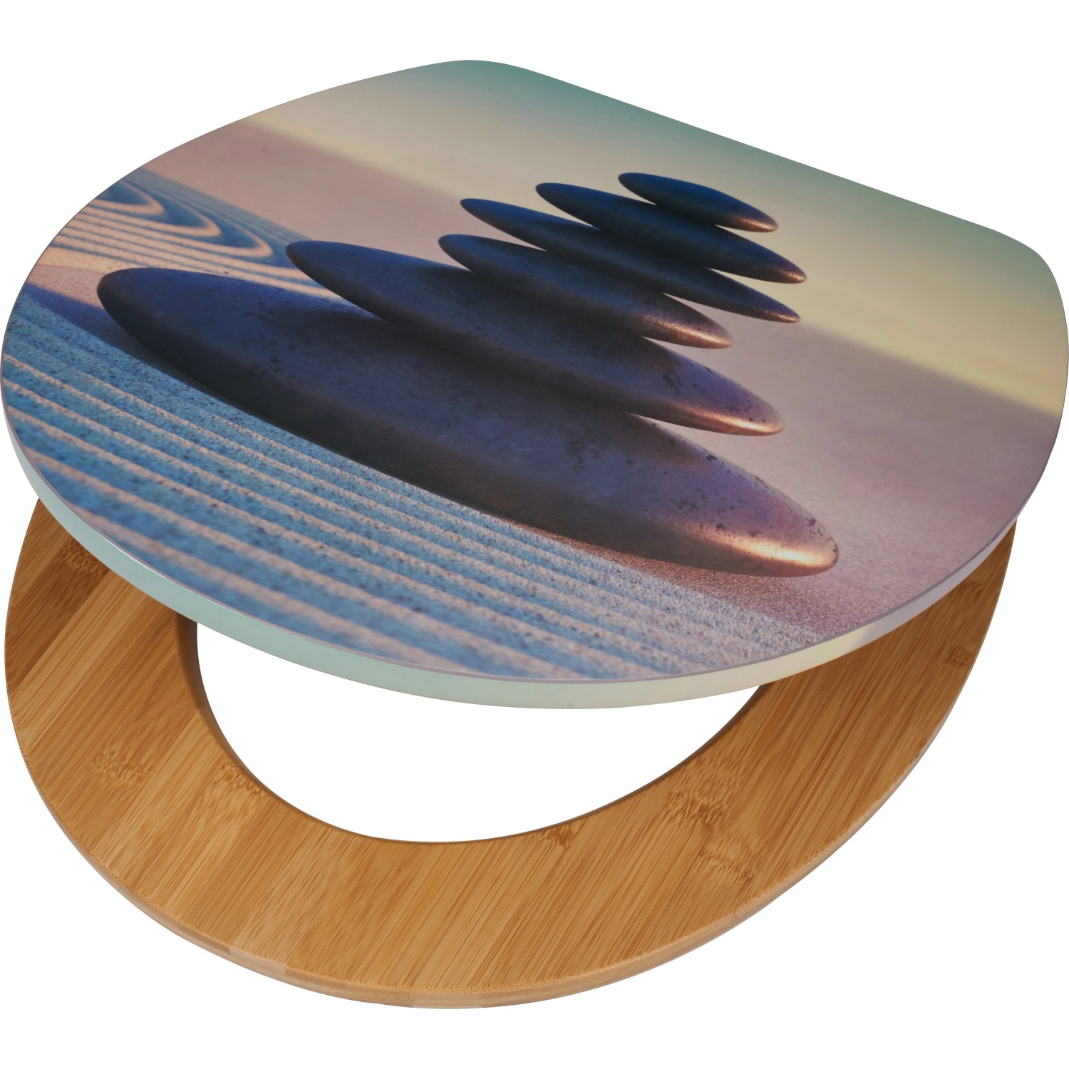 baliv WC sedátko Holena s pomalým sklápěním, dřev. jádro/bambus, kameny na pláži baliv WC sedátko Holena s pomalým sklápěním, dřev. jádro/bambus, kameny na pláži