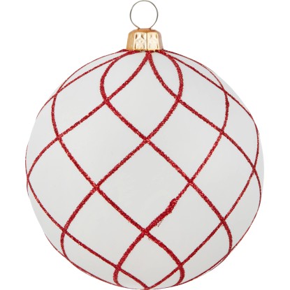 Vánoční koule bílo-červená čáry Vánoční koule bílo-červená čáry