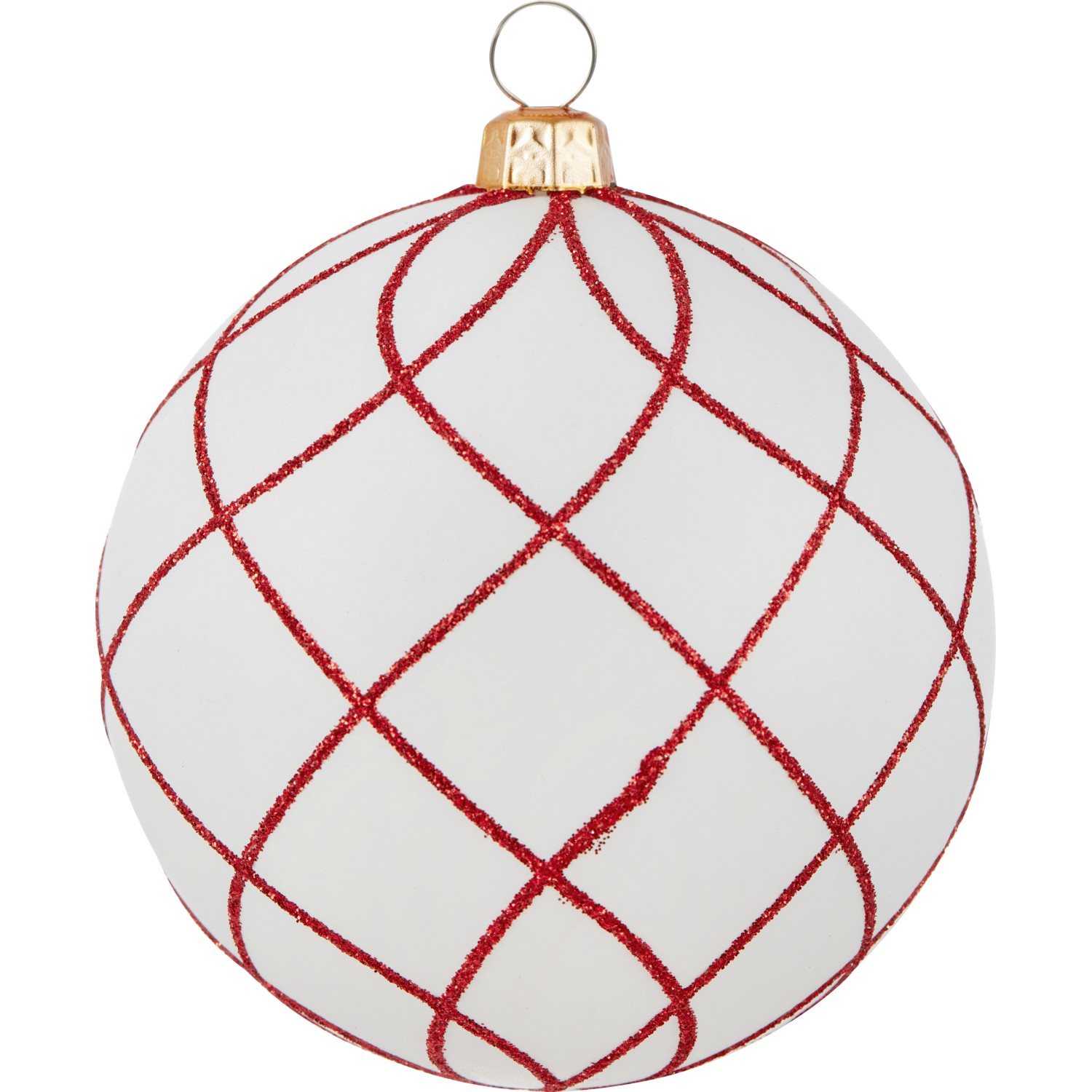 Vánoční koule bílo-červená čáry Vánoční koule bílo-červená čáry