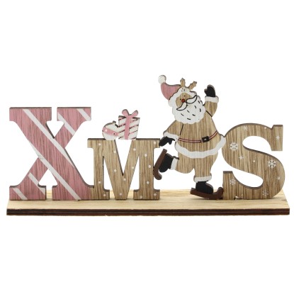 Stojan XMAS se Santou, růžový, 18 x 9 cm Stojan XMAS se Santou, růžový, 18 x 9 cm
