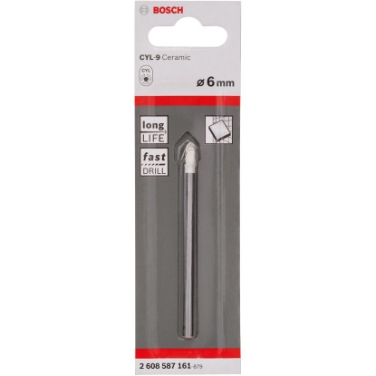 Vrták na dlaždice Bosch CYL-9 Ceramic, 6 mm, pro přesné vrtání do dlaždic. Vrták na dlaždice Bosch CYL-9 Ceramic, 6 mm, pro přesné vrtání do dlaždic.