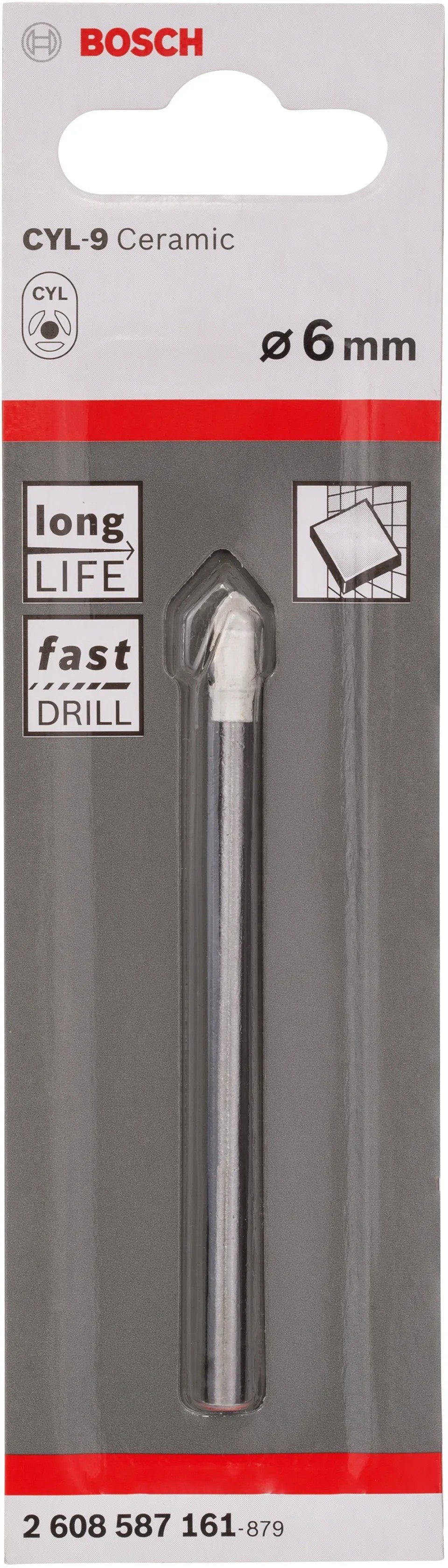 Vrták na dlaždice Bosch CYL-9 Ceramic, 6 mm, pro přesné vrtání do dlaždic. Vrták na dlaždice Bosch CYL-9 Ceramic, 6 mm, pro přesné vrtání do dlaždic.
