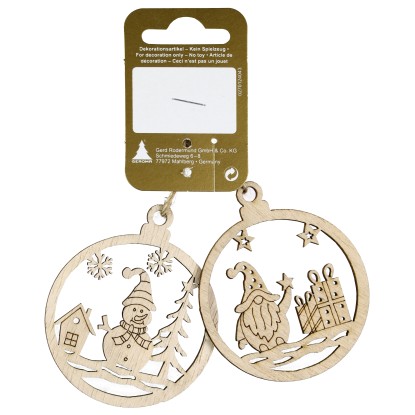 GEROMA Závěsná vánoční dekorace figurky dřevěné 6 cm, 2 ks GEROMA Závěsná vánoční dekorace figurky dřevěné 6 cm, 2 ks