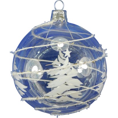 Ornex Vánoční ozdoba skleněná koule se stromem a pruhy, čirá, 8 cm Ornex Vánoční ozdoba skleněná koule se stromem a pruhy, čirá, 8 cm