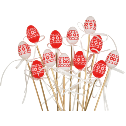 Vajíčko s kytičkami plastové zápich 4 cm + špejle, červená Vajíčko s kytičkami plastové zápich 4 cm + špejle, červená