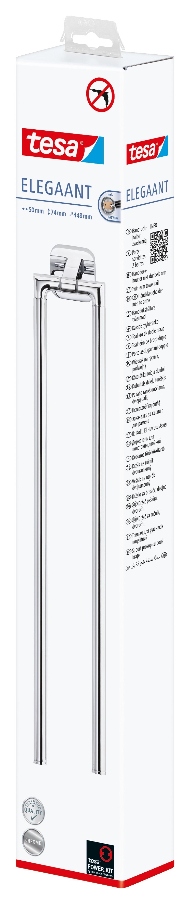 tesa Držák ručníku Elegaant dvouramenný chrom tesa Držák ručníku Elegaant dvouramenný chrom
