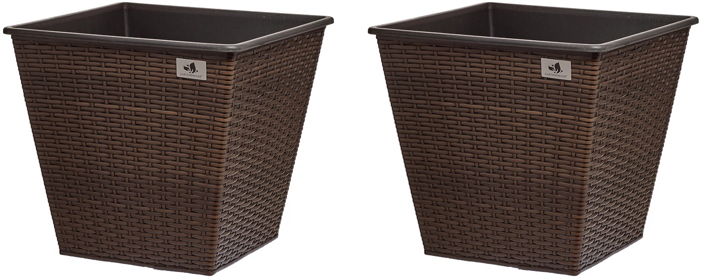 Gartenfreude Sada květináčů 2 ks, polyratan, tmavě hnědá, 41,5 x 41,5 cm Gartenfreude Sada květináčů 2 ks, polyratan, tmavě hnědá, 41,5 x 41,5 cm