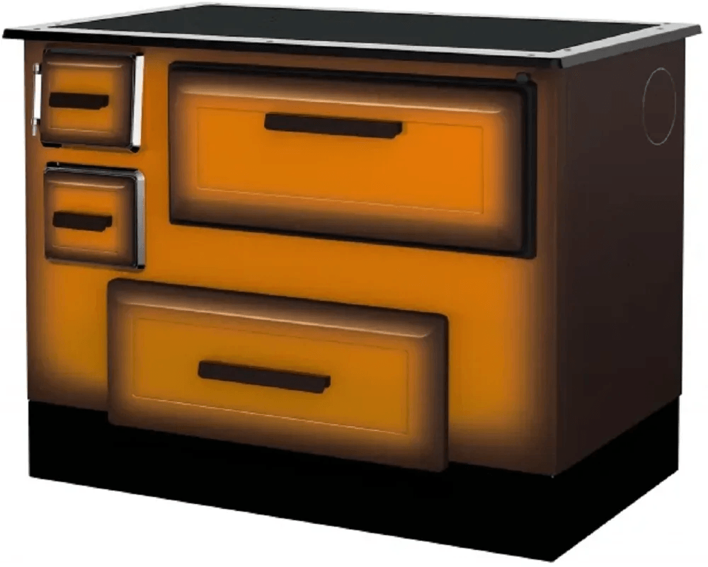 Alfa Plam Sporák na tuhá paliva ALFA 55, 5,1W, hnědá, 195 × 550 × 540 mm - pravý Alfa Plam Sporák na tuhá paliva ALFA 55, 5,1W, hnědá, 195 × 550 × 540 mm - pravý