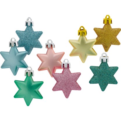 Sada ozdob na vánoční stromek hvězdy 12dílná pestrá Sada ozdob na vánoční stromek hvězdy 12dílná pestrá