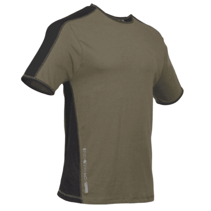 Khaki t.b.t. tričko s černými rukávy, součást pracovního oblečení. Khaki t.b.t. tričko s černými rukávy, součást pracovního oblečení.