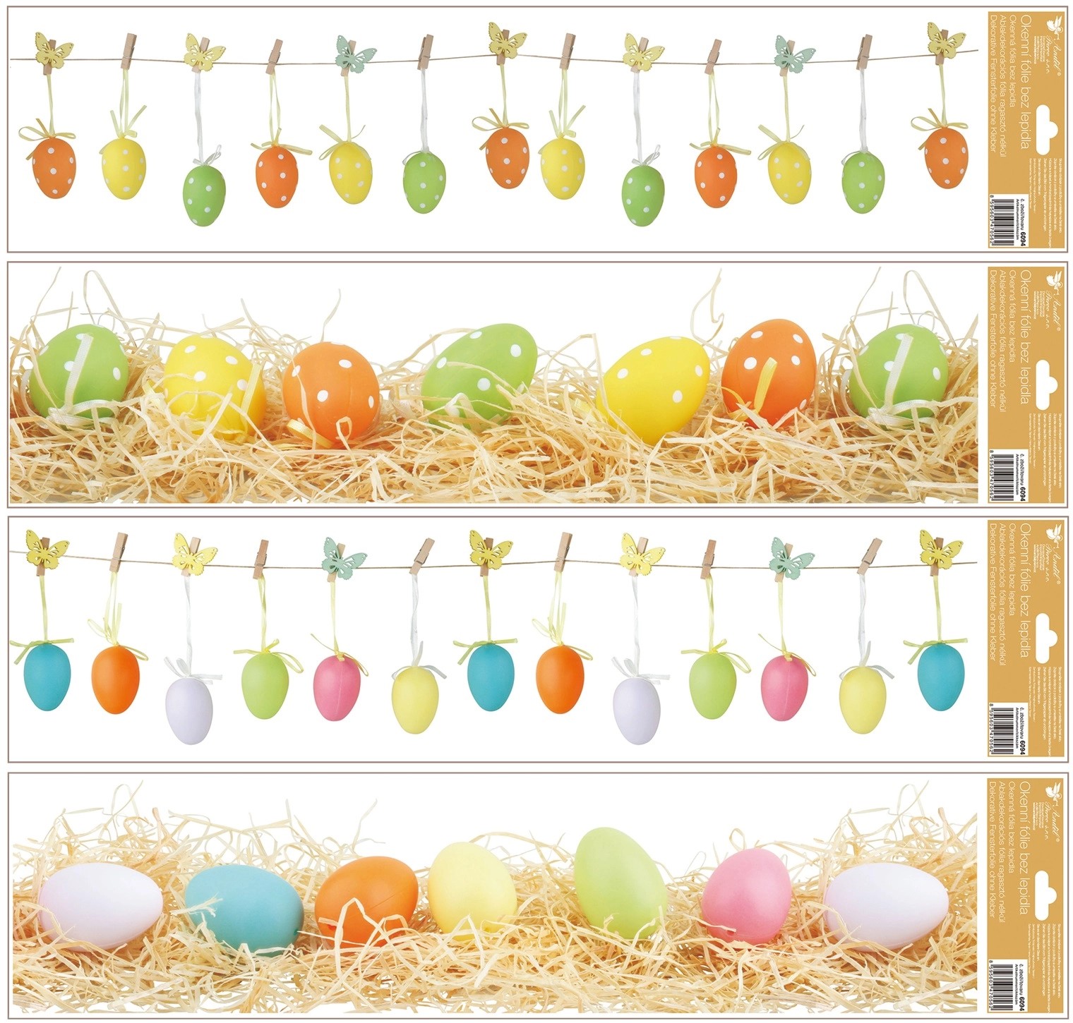 Anděl Přerov Dekorační okenní fólie pruhy s vajíčky, různé druhy, 64 x 15 cm Anděl Přerov Dekorační okenní fólie pruhy s vajíčky, různé druhy, 64 x 15 cm