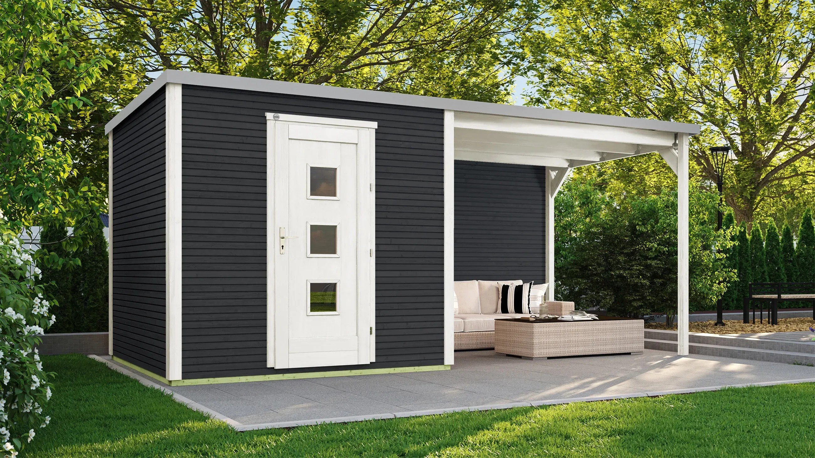 Weka Dřevěný zahradní domek WekaLine 413 B vel. 1, antracitová, 546 x 250 cm Weka Dřevěný zahradní domek WekaLine 413 B vel. 1, antracitová, 546 x 250 cm