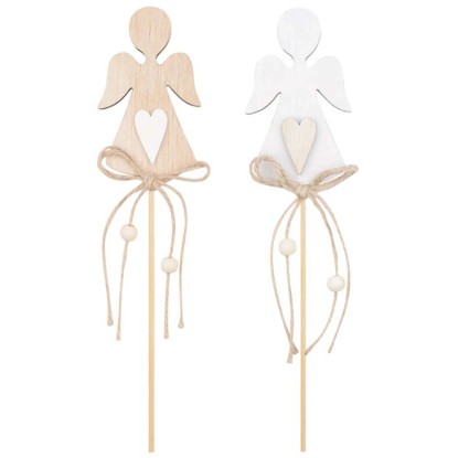 Vánoční dekorace, zápich anděl dřevěný, 5,5 x 10 cm Vánoční dekorace, zápich anděl dřevěný, 5,5 x 10 cm