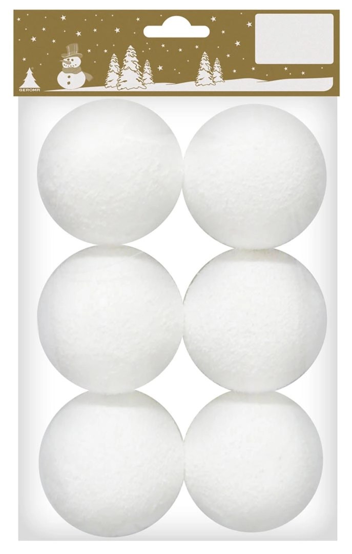 Dekorativní sněhové koule z polystyrenu, bílá, pr. 6 cm, 6 ks Dekorativní sněhové koule z polystyrenu, bílá, pr. 6 cm, 6 ks