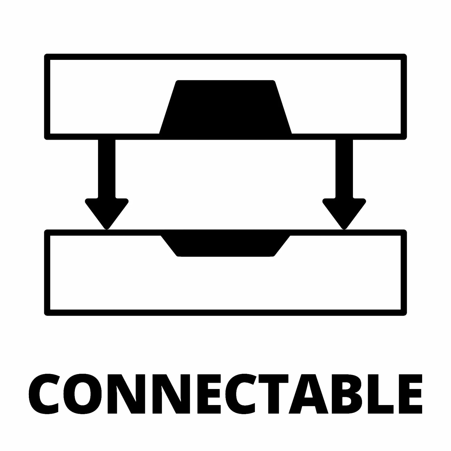 Symbol: Dva kufříky na nářadí spojené šipkami, ilustrující konektivitu systému Einhell E-Case. Symbol: Dva kufříky na nářadí spojené šipkami, ilustrující konektivitu systému Einhell E-Case.