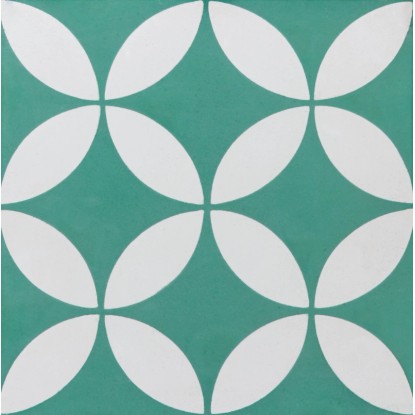 Dekorativní dlaždice Francie Grillon, 20x20 cm, s květinovým vzorem v tyrkysové a bílé barvě. Dekorativní dlaždice Francie Grillon, 20x20 cm, s květinovým vzorem v tyrkysové a bílé barvě.