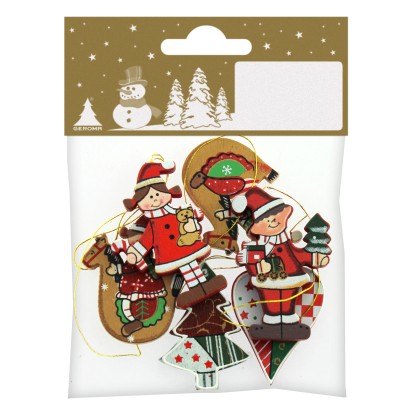 6 dřevěných ozdob na stromeček pestré, sobi 4,5 cm 6 dřevěných ozdob na stromeček pestré, sobi 4,5 cm