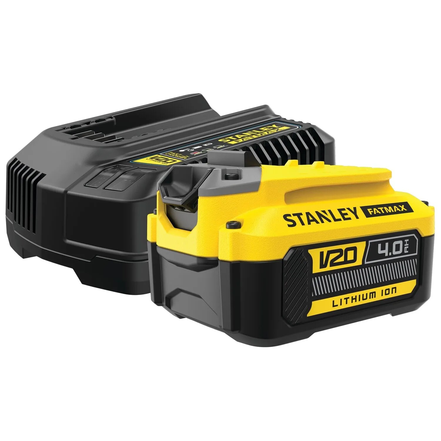 STANLEY FATMAX V20 Startovací sada SFMCB14M1-QW 1 x aku 18V 4,0 Ah + nabíječka STANLEY FATMAX V20 Startovací sada SFMCB14M1-QW 1 x aku 18V 4,0 Ah + nabíječka