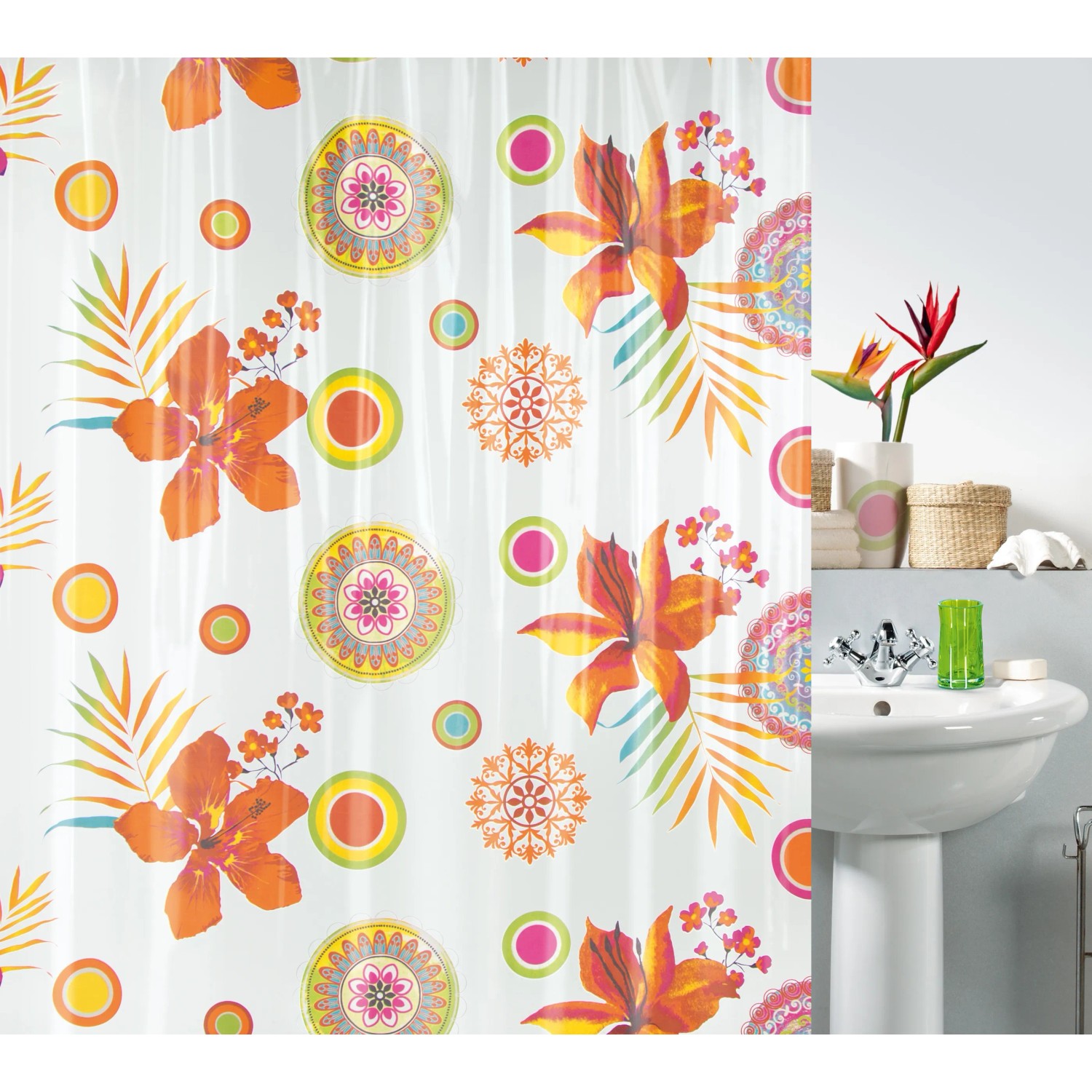 Spirella Sprchový závěs textil Cala-Moli vícebarevný 180 cm x 200 cm Spirella Sprchový závěs textil Cala-Moli vícebarevný 180 cm x 200 cm