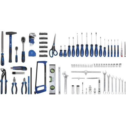 Sada nářadí LUX-TOOLS 155 ks z chrom-vanadiové oceli s ráčnami, šroubováky, kleštěmi, kladivem. Sada nářadí LUX-TOOLS 155 ks z chrom-vanadiové oceli s ráčnami, šroubováky, kleštěmi, kladivem.