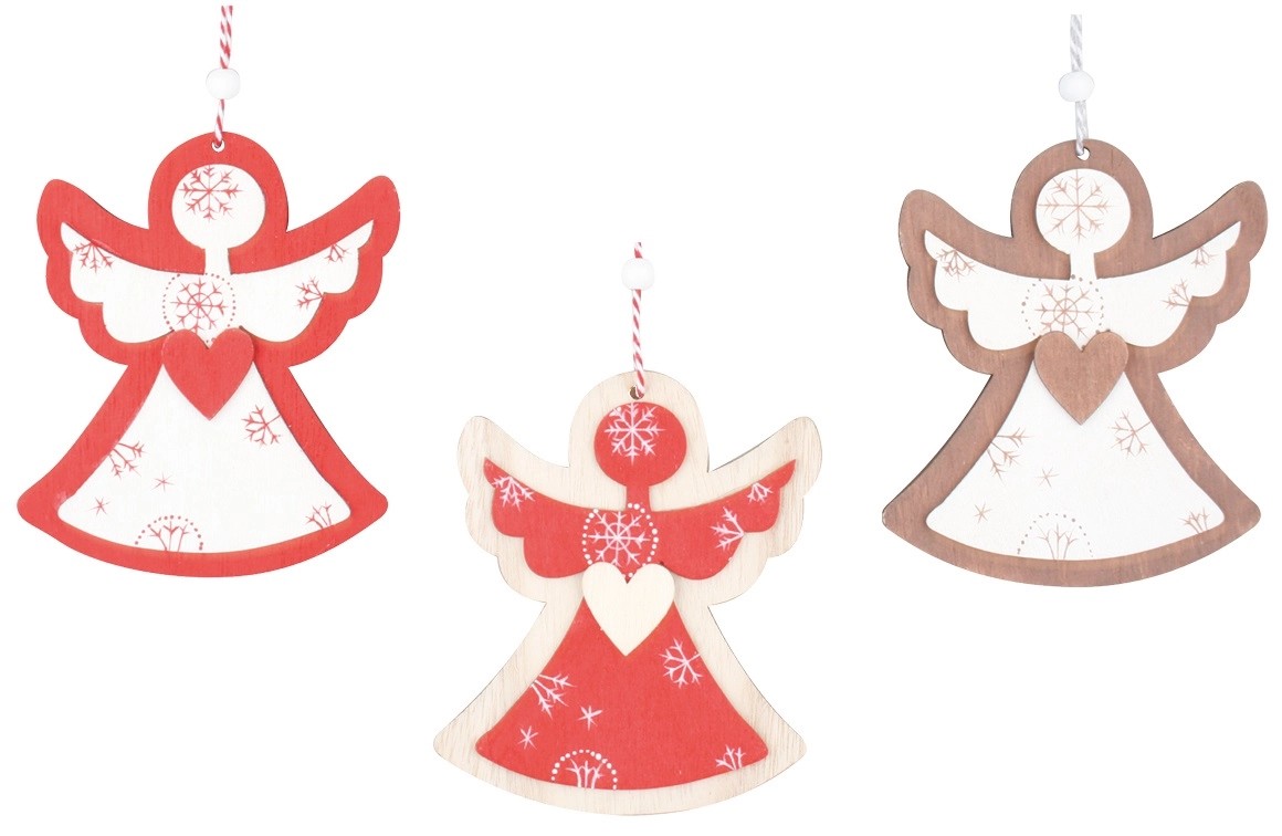 Anděl dřevěný na zavěšení 12 cm Anděl dřevěný na zavěšení 12 cm
