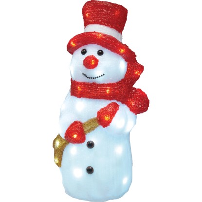 Dekorativní LED figurka sněhulák 38 cm černo-červeno-bílý Dekorativní LED figurka sněhulák 38 cm černo-červeno-bílý