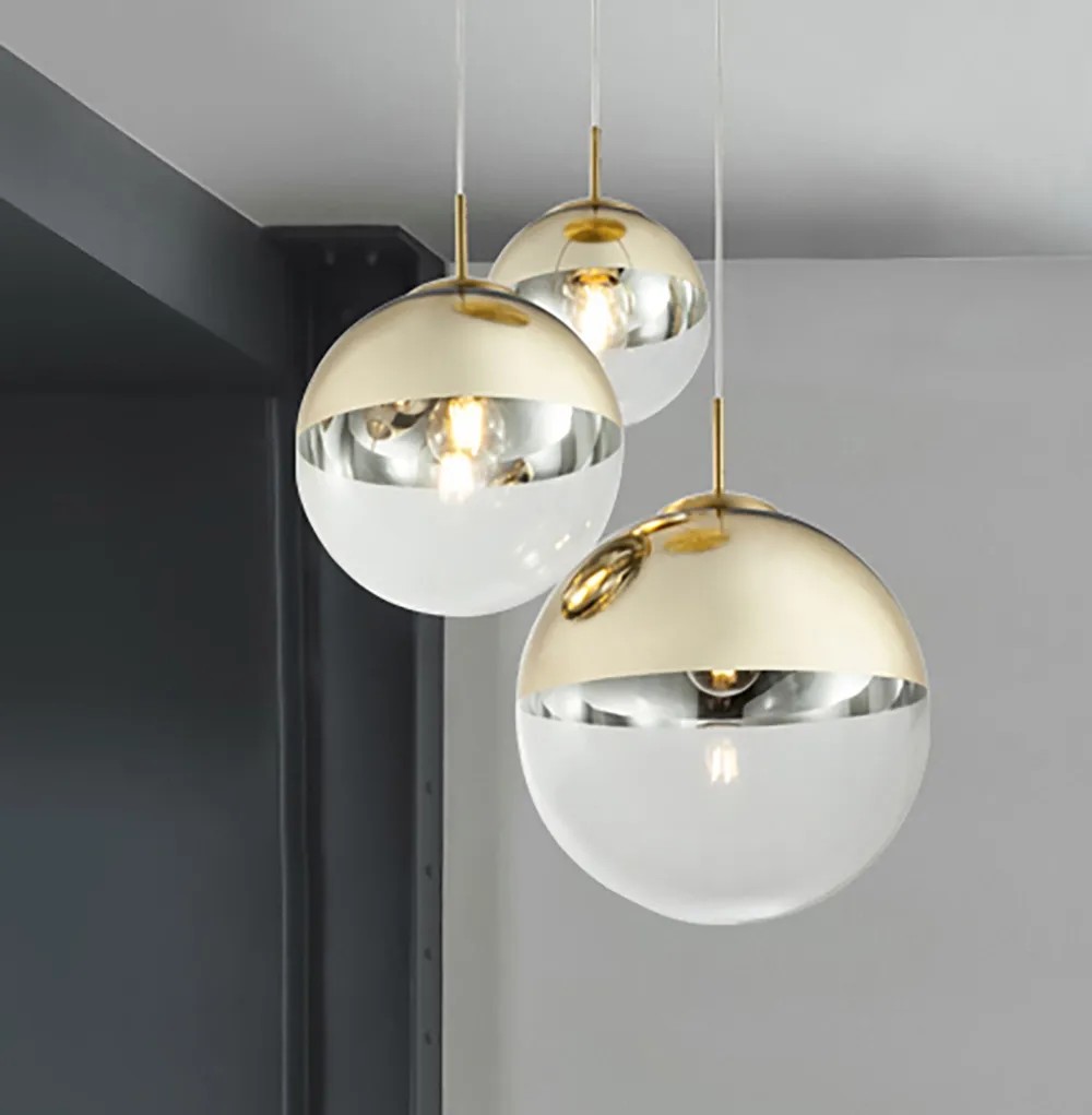 GLOBO Závěsné svítidlo VARUS, 3x E27, zlaté, pr. 51 x 120 cm GLOBO Závěsné svítidlo VARUS, 3x E27, zlaté, pr. 51 x 120 cm