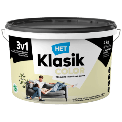 HET Klasik COLOR Tónovaná interiérová barva KC 0658 žlutá pastelová, 4 kg HET Klasik COLOR Tónovaná interiérová barva KC 0658 žlutá pastelová, 4 kg