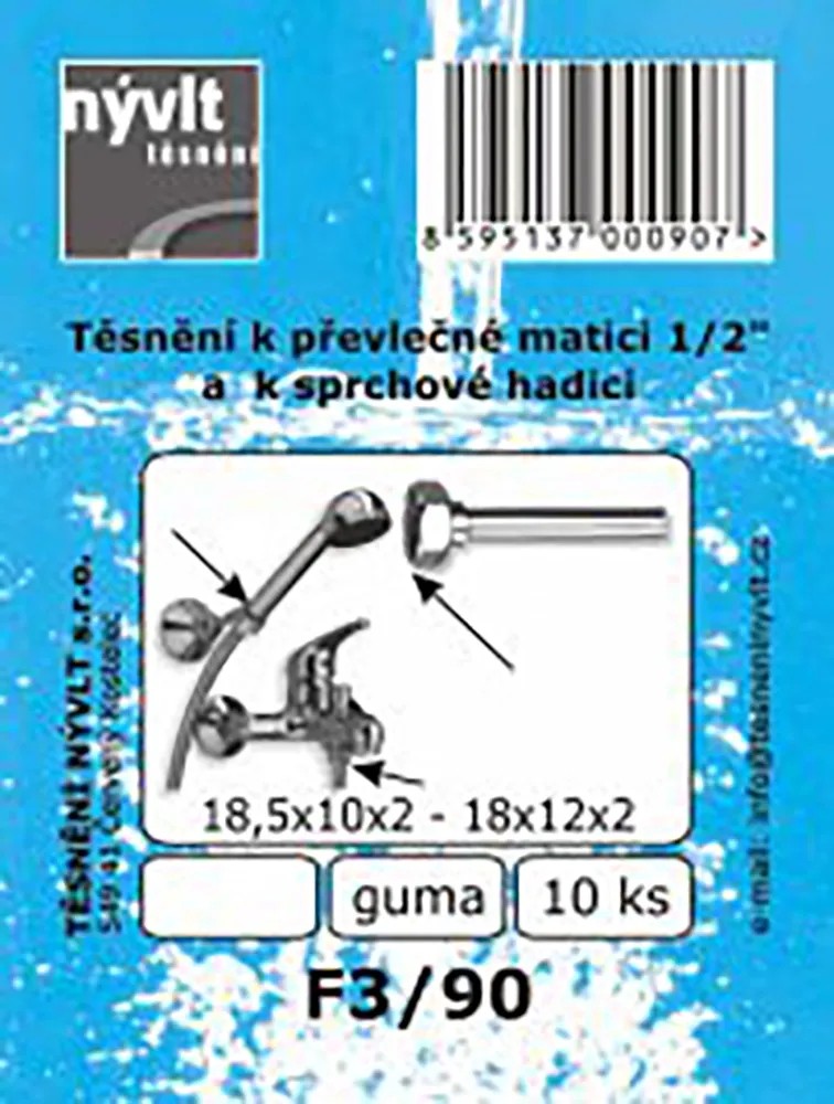 Sada těsnění převlečné matice 1/2 pryž, 10 ks Sada těsnění převlečné matice 1/2 pryž, 10 ks
