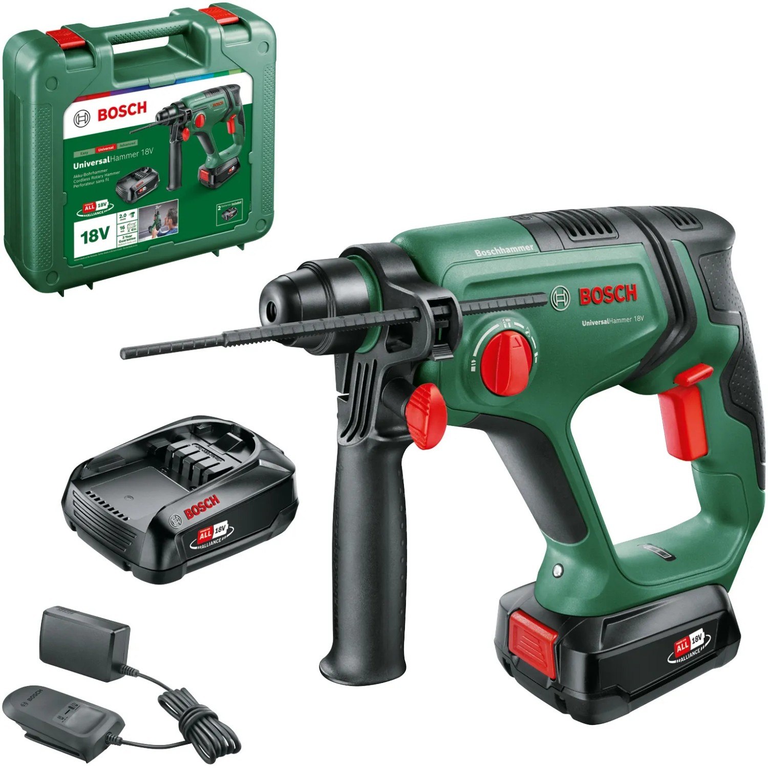 Bosch Akumulátorové vrtací kladivo UniversalHammer 18V s 2x 2,5 Ah Li-Ion Bosch Akumulátorové vrtací kladivo UniversalHammer 18V s 2x 2,5 Ah Li-Ion
