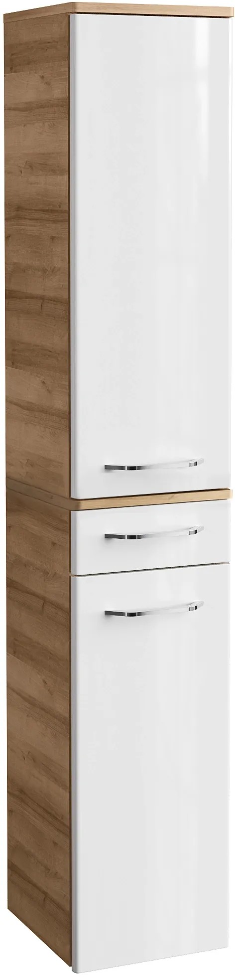 Fackelmann Koupelnová závěsná vysoká skříňka MILANO suk.dub/bílá 302 x1652x320mm Fackelmann Koupelnová závěsná vysoká skříňka MILANO suk.dub/bílá 302 x1652x320mm