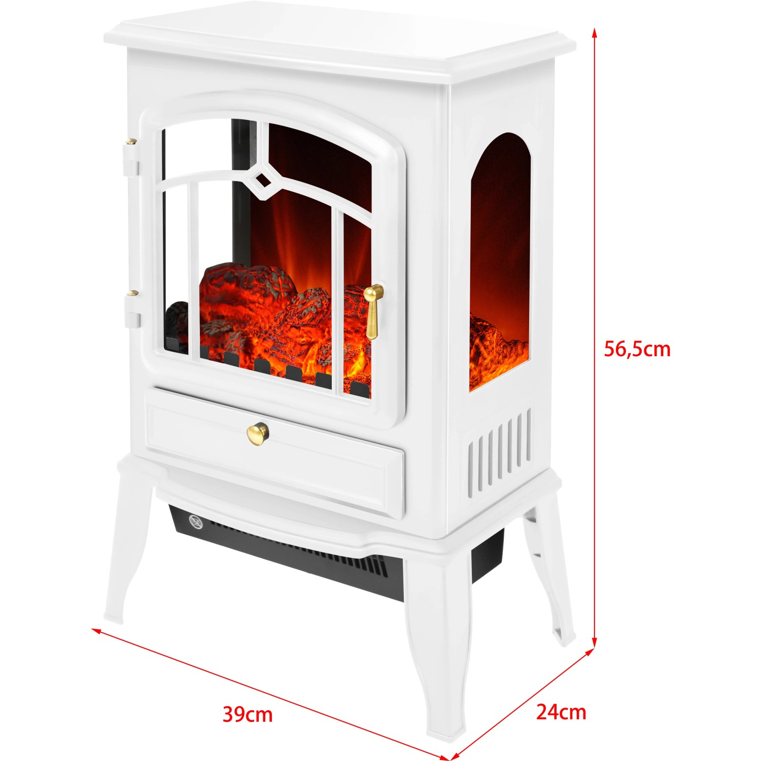 Bílý elektrický krb El Fuego Como s topením a simulovaným efektem plamene. Bílý elektrický krb El Fuego Como s topením a simulovaným efektem plamene.