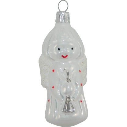 Ornex Vánoční ozdoba skleněný anděl bílý, 7,9 cm Ornex Vánoční ozdoba skleněný anděl bílý, 7,9 cm