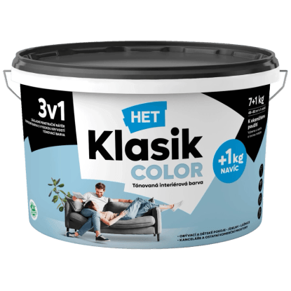 HET Klasik COLOR Tónovaná interiérová barva KC 0427 modrá nebeská, 7 + 1 kg HET Klasik COLOR Tónovaná interiérová barva KC 0427 modrá nebeská, 7 + 1 kg