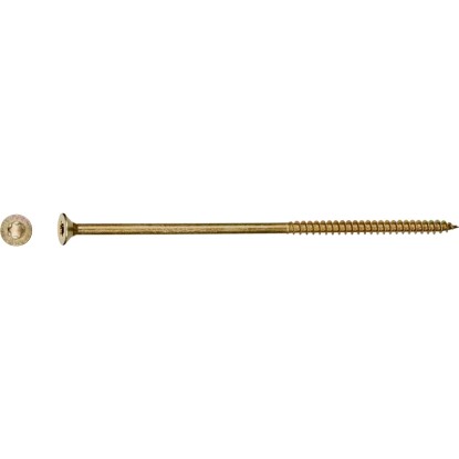 Žlutě zinkovaný šroub do dřevotřísky LUX 6x130 mm se zápustnou hlavou a TX pohonem. Žlutě zinkovaný šroub do dřevotřísky LUX 6x130 mm se zápustnou hlavou a TX pohonem.