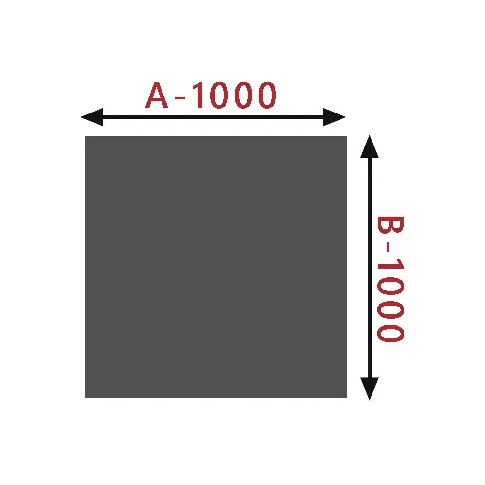Šedá čtvercová deska s rozměry (A-1000, B-1000) pro krby a kamna. Šedá čtvercová deska s rozměry (A-1000, B-1000) pro krby a kamna.